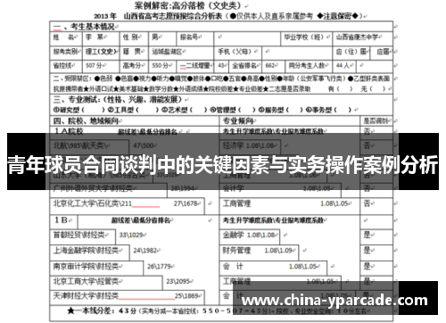 青年球员合同谈判中的关键因素与实务操作案例分析